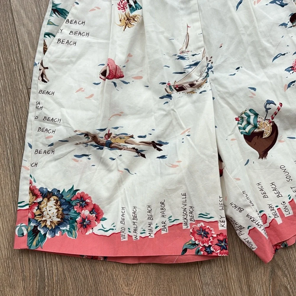 Retro Vintage Bushwacker Beach Shorts Size 4 Pleated High Waist Bermuda USA - Picture 5 of 15